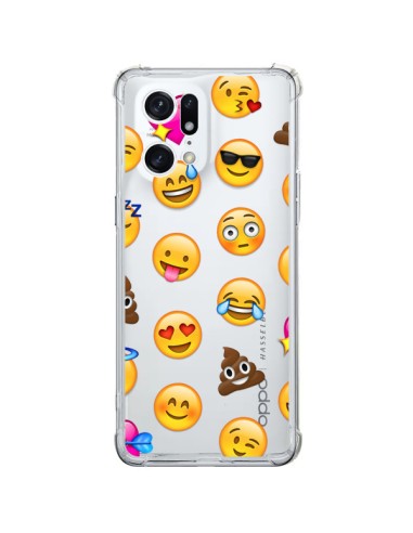 Coque Oppo Find X5 Pro Emoticone Emoji Transparente - Laetitia