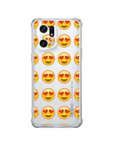 Cover Oppo Find X5 Pro Amore Sorriso Emoji Trasparente - Laetitia