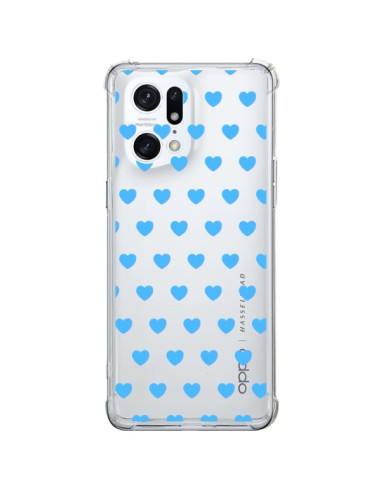 Coque Oppo Find X5 Pro Coeur Heart Love Amour Bleu Transparente - Laetitia