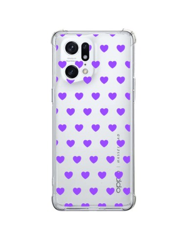 Coque Oppo Find X5 Pro Coeur Heart Love Amour Violet Transparente - Laetitia