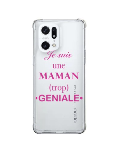 Coque Oppo Find X5 Pro Je suis une maman trop géniale Transparente - Laetitia