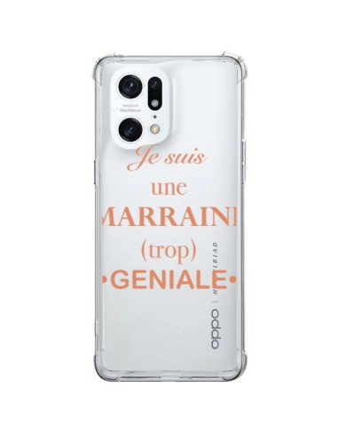 Coque Oppo Find X5 Pro Je suis une marraine trop géniale Transparente - Laetitia