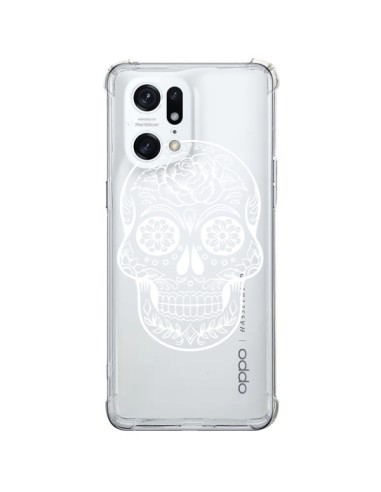 Oppo Find X5 Pro Case Skull Messicano White Clear - Laetitia