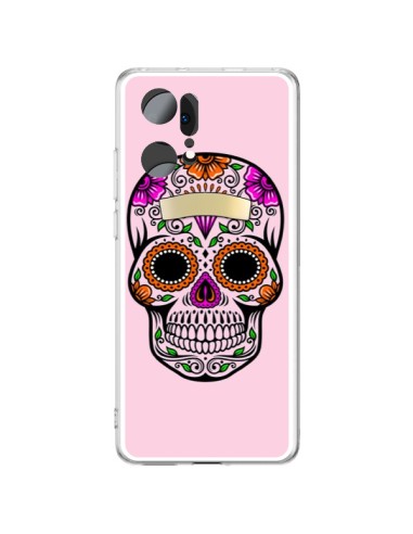 Coque Oppo Find X5 Pro Tête de Mort Mexicaine Rose Multicolore - Laetitia