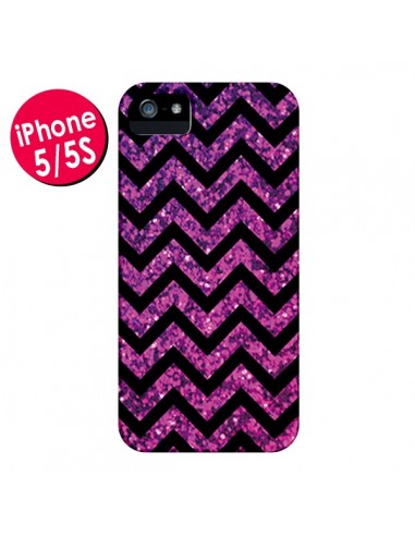 Coque Chevron Purple Sparkle Triangle Azteque pour iPhone 5 et 5S - Mary Nesrala