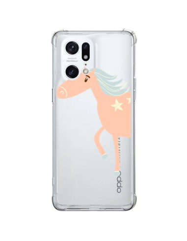 Cover Oppo Find X5 Pro Unicorno Rosa Trasparente - Petit Griffin