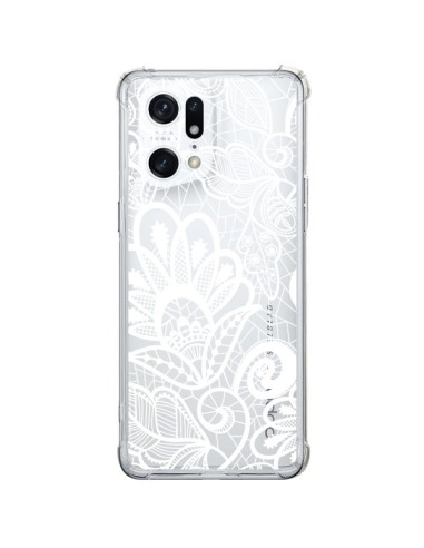 Oppo Find X5 Pro Case Pizzo Flowers Flower White Clear - Petit Griffin