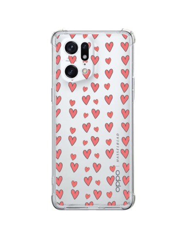 Coque Oppo Find X5 Pro Coeurs Heart Love Amour Rouge Transparente - Petit Griffin