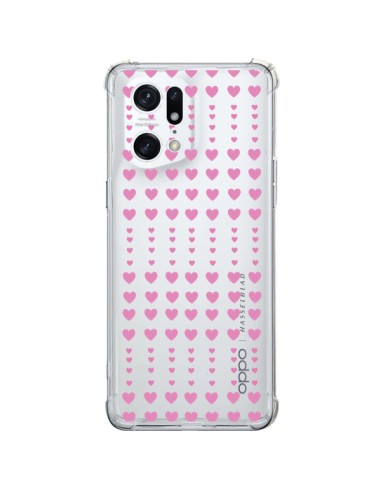 Cover Oppo Find X5 Pro Cuore Heart Amore Amour Rosa Trasparente - Petit Griffin