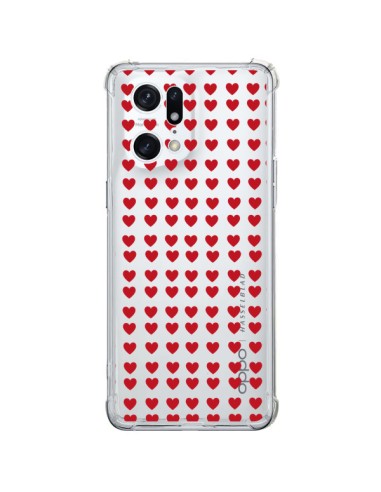 Coque Oppo Find X5 Pro Coeurs Heart Love Amour Red Transparente - Petit Griffin