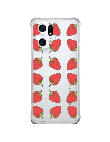 Oppo Find X5 Pro Case Strawberry Fruit Clear - Petit Griffin