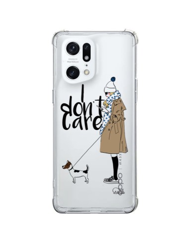 Coque Oppo Find X5 Pro I don't care Fille Chien Transparente - Lolo Santo