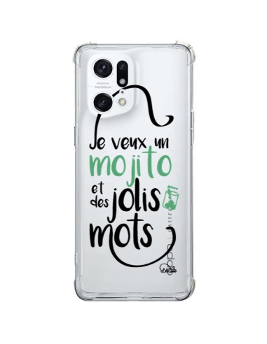 Coque Oppo Find X5 Pro Je veux un mojito et des jolis mots Transparente - Lolo Santo