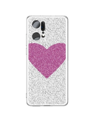 Oppo Find X5 Pro Case Heart Pink Argento Love - Mary Nesrala