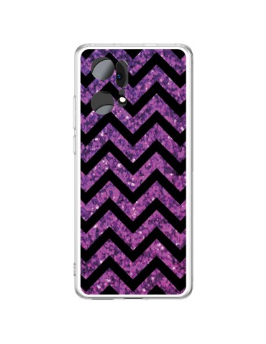 Coque Oppo Find X5 Pro Chevron Purple Sparkle Triangle Azteque - Mary Nesrala