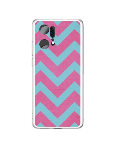 Coque Oppo Find X5 Pro Strawberry Chevron Rose Bleu - Mary Nesrala