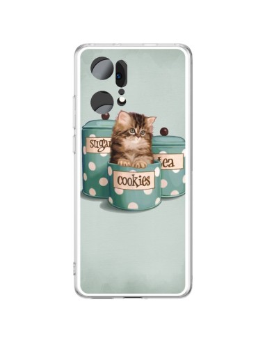 Coque Oppo Find X5 Pro Chaton Chat Kitten Boite Cookies Pois - Maryline Cazenave