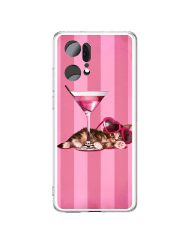 Coque Oppo Find X5 Pro Chaton Chat Kitten Cocktail Lunettes Coeur - Maryline Cazenave