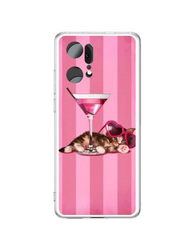 Cover Oppo Find X5 Pro Gattoon Gatto Kitten Cocktail Occhiali Cuore- Maryline Cazenave