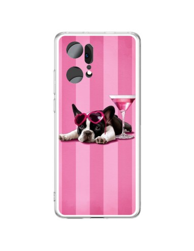 Coque Oppo Find X5 Pro Chien Dog Cocktail Lunettes Coeur Rose - Maryline Cazenave
