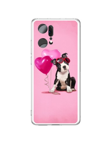 Coque Oppo Find X5 Pro Chien Dog Ballon Lunettes Coeur Rose - Maryline Cazenave