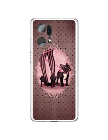 Cover Oppo Find X5 Pro Lady Jambes Cane Dog Rosa Pois Nero - Maryline Cazenave