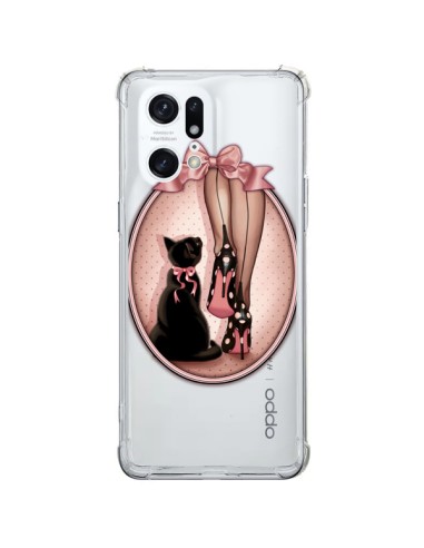 Coque Oppo Find X5 Pro Lady Chat Noeud Papillon Pois Chaussures Transparente - Maryline Cazenave