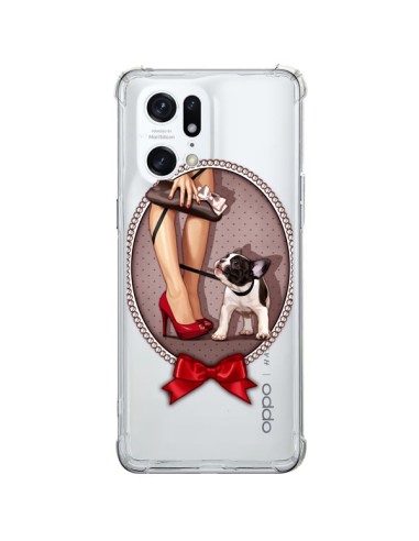 Coque Oppo Find X5 Pro Lady Jambes Chien Bulldog Dog Pois Noeud Papillon Transparente - Maryline Cazenave