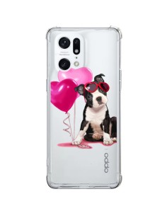 Coque Oppo Find X5 Pro Chien Dog Ballon Lunettes Coeur Rose Transparente - Maryline Cazenave