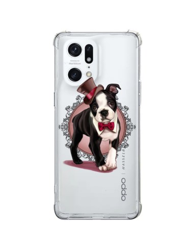Cover Oppo Find X5 Pro Cane Bulldog Dog Gentleman Papillon Cappello Trasparente - Maryline Cazenave