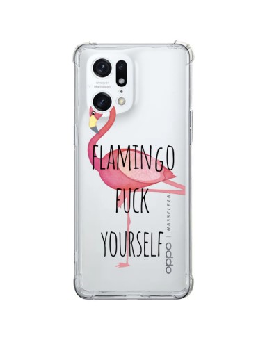 Coque Oppo Find X5 Pro Flamingo Fuck Transparente - Maryline Cazenave