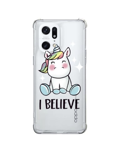 Coque Oppo Find X5 Pro Licorne I Believe Transparente - Maryline Cazenave