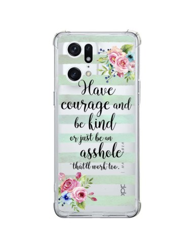 Oppo Find X5 Pro Case Courage, Kind, Asshole Clear - Maryline Cazenave
