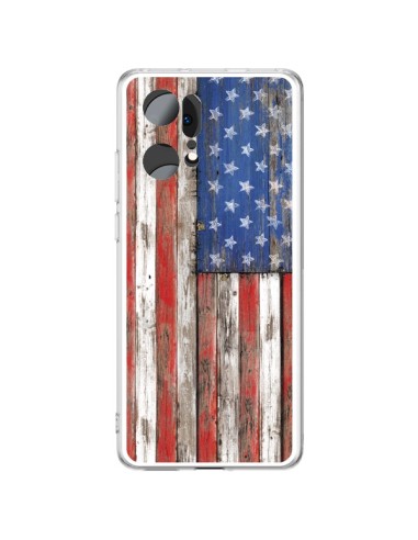 Coque Oppo Find X5 Pro Drapeau USA Vintage Bois Wood - Maximilian San