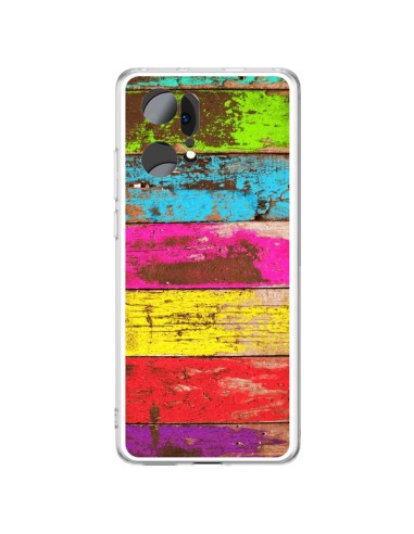 Coque Oppo Find X5 Pro Bois Coloré Vintage - Maximilian San