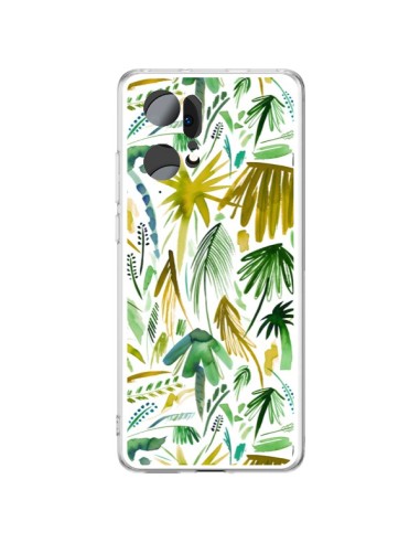 Coque Oppo Find X5 Pro Brushstrokes Tropical Palms Green - Ninola Design