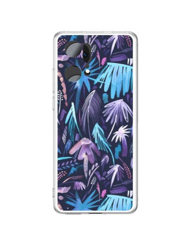 Coque Oppo Find X5 Pro Brushstrokes Tropical Palms Navy - Ninola Design