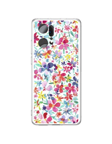 Coque Oppo Find X5 Pro Colorful Flowers Petals Blue - Ninola Design