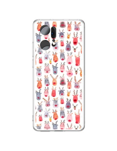 Coque Oppo Find X5 Pro Cute Winter Reindeers - Ninola Design