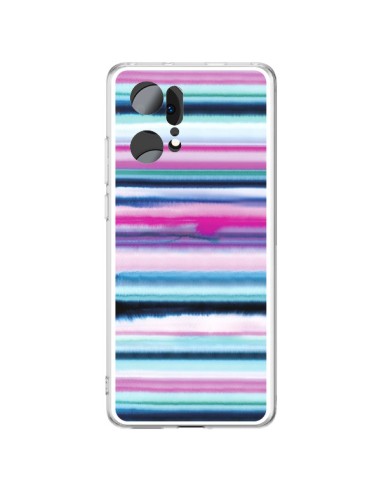 Cover Oppo Find X5 Pro Degrade Stripes Watercolor Rosa - Ninola Design