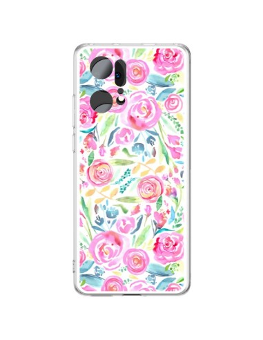 Coque Oppo Find X5 Pro Speckled Watercolor Pink - Ninola Design