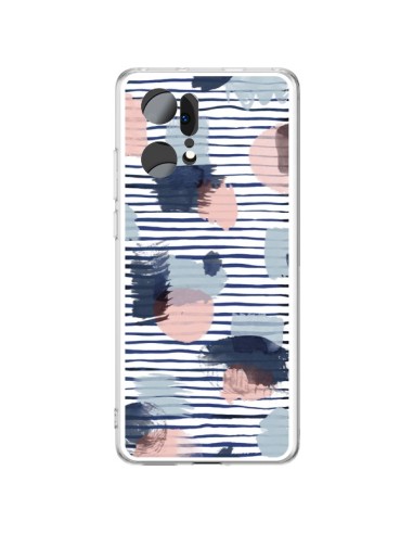 Coque Oppo Find X5 Pro Watercolor Stains Stripes Navy - Ninola Design