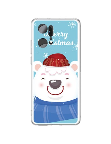 Coque Oppo Find X5 Pro Ours Blanc de Noël Merry Christmas - Nico