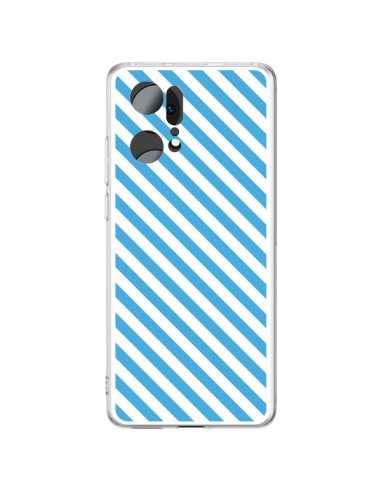 Oppo Find X5 Pro Case Candy Motivo rigato Blue e White - Nico