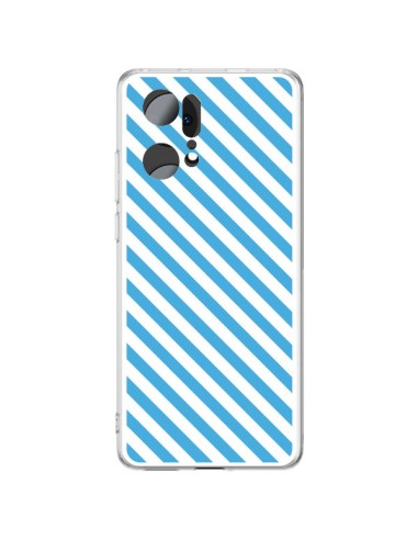 Cover Oppo Find X5 Pro Caramella Motivo rigato Blu e Bianco - Nico