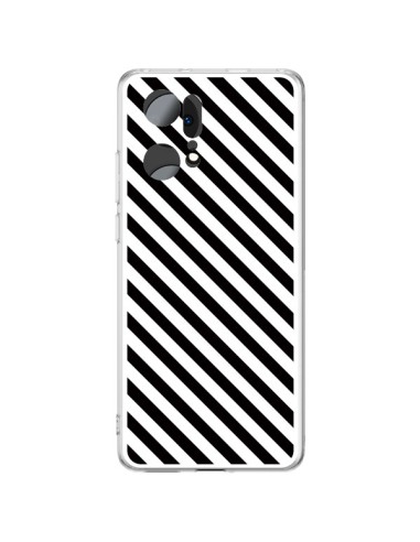 Coque Oppo Find X5 Pro Bonbon Candy Noire et Blanche Rayée - Nico