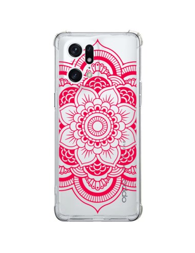 Cover Oppo Find X5 Pro Mandala Rosa Fucsia Azteco Trasparente - Nico