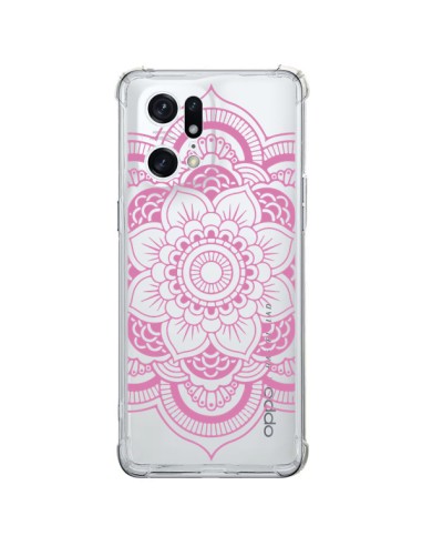 Coque Oppo Find X5 Pro Mandala Rose Clair Azteque Transparente - Nico