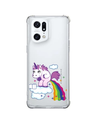 Coque Oppo Find X5 Pro Licorne Caca Arc en Ciel Transparente - Nico