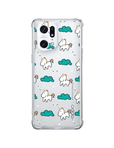 Coque Oppo Find X5 Pro Licorne et Nuages Transparente - Nico